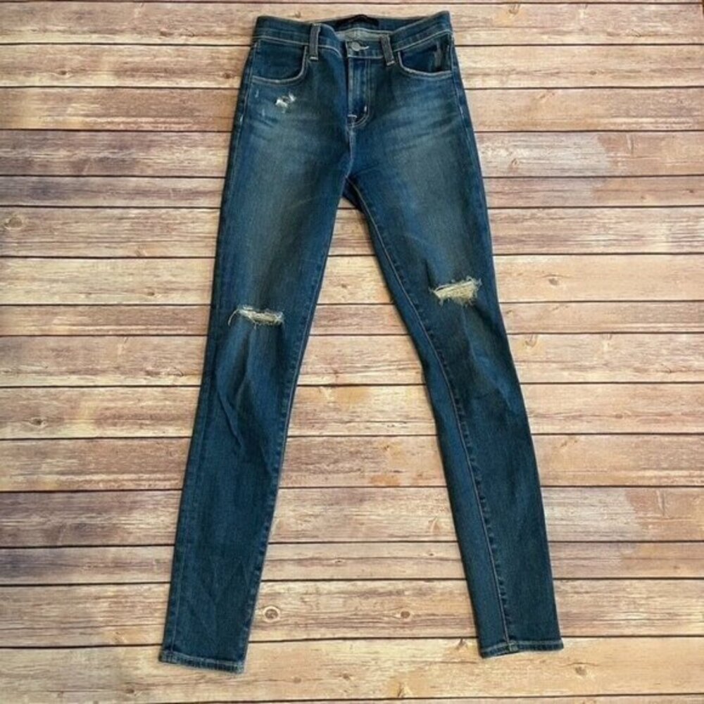 J Brand Maria High Rise Skinny Jeans Motion Distressed